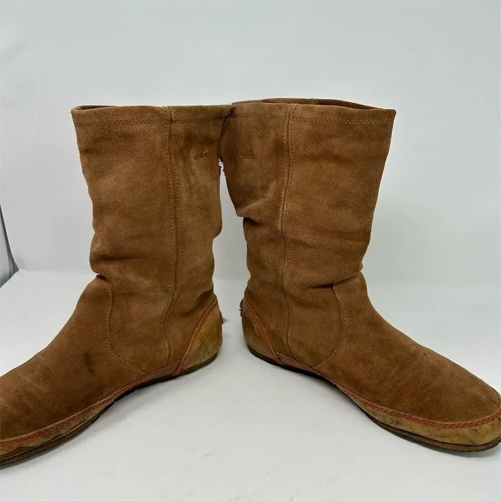 Sorel Women's Yaquina Tall Brown Suede Mid-Calf Pull On Boots Size 10.5